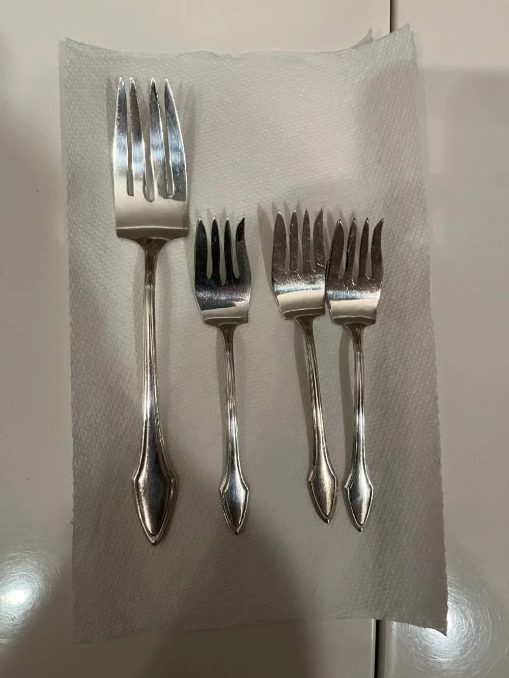 Vintage Alvin Molly Stark 1916 Silverplated Serving Fork and 3 Salad Forks